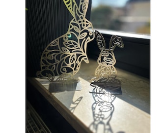 Delicate stainless steel Easter bunnies – laser-cut Easter decorations for table and windowsill