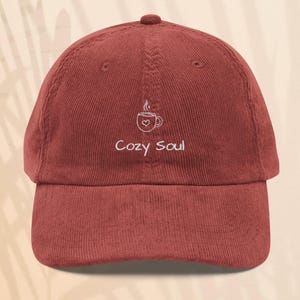 Vintage Corduroy Hat for Moms- Stay at Home Mama Cozy Soul Vintage Corduroy Minimalistic Embroidered Cap Birthday Gift Women Coffee Lover
