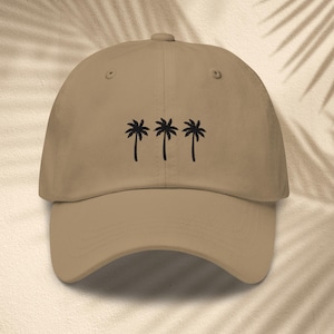 Palm Tree Embroidered Hat Baseball Hat, Adjustable Outdoor Sun Protection Casual Hat, Embroidered Palm Tree Travel Beach Vacation Hat