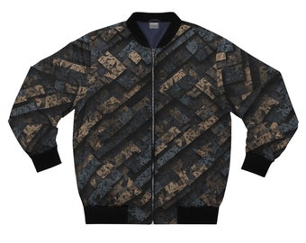 Chaqueta bomber para hombre (AllOverPrint), estampado geométrico de camuflaje urbano