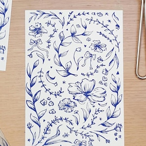 Carte de fleurs • Gravure originale en linogravure