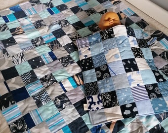 quilts set for child and doll blue color, gift for 1st birthday