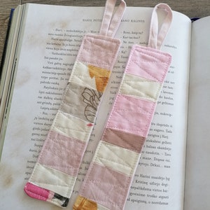Pink Fabric Bookmark, Handmade Upcycled Bookmark, Eco-Friendly Gift for Book Lovers, Fabric Bookmark for Planners, Journals, and Books