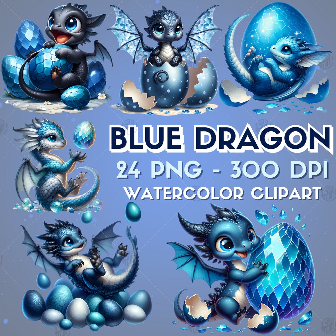Watercolor Blue Dragon PNG, Cute Baby Dragon Clipart, Magic Dragon ...