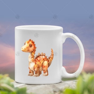 Watercolor Cute Dinosaur With Orange Spots PNG, Baby Dinosaur Clip Art ...