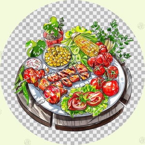 Watercolor Barbecue Summer Party PNG, BBQ Grill Clip Art Portrait ...