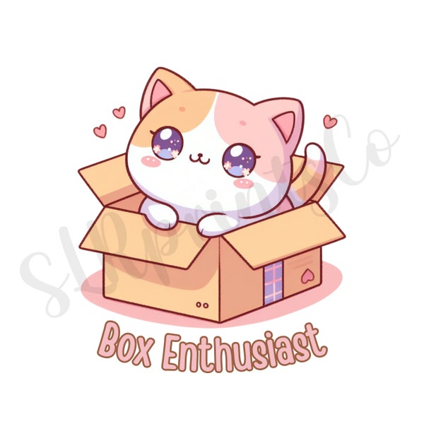 Cute Kawaii Cat PNG digital file - Box Enthusiast Kitty