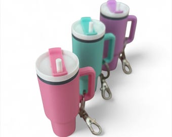 Stanley Cup Tumbler Inspired Keychain - Lip Balm Holder - Pill Storage - Money Holder