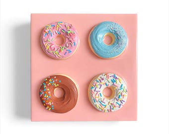 Donut Pop Art, Wall Art, Resin Decor, Fake Food, Modern, 3D Frame, Realistic