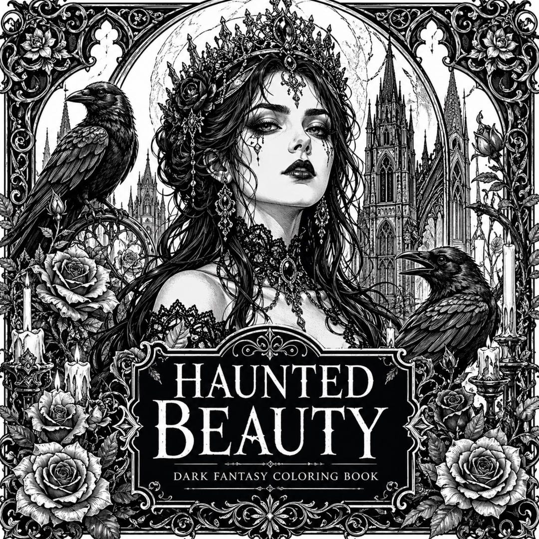 Printable Gothic Coloring Book PDF | Dark Fantasy Adult Coloring Pages ...