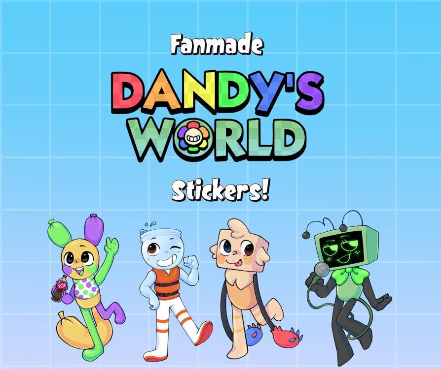 Fanmade Dandys World Character Stickers 3in