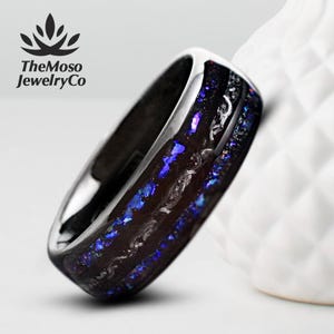 Galaxy Meteorite Ring for Men or Women  Galaxy Blue Sandstone Ring  Meteorite Wedding Band  Orion Nebula Ring  Mens Galaxy Rings  6-8mm
