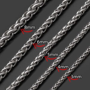 Stainless Steel Wheat Chain Necklace: Braided Silver Chain for Men & Women