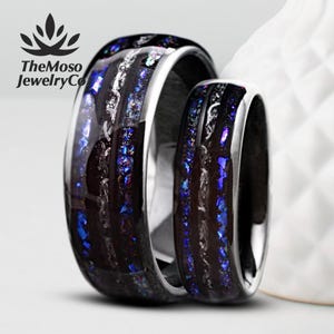 Galaxy Meteorite Ring for Men or Women  Galaxy Blue Sandstone Ring  Meteorite Wedding Band  Orion Nebula Ring  Mens Galaxy Rings  6-8mm