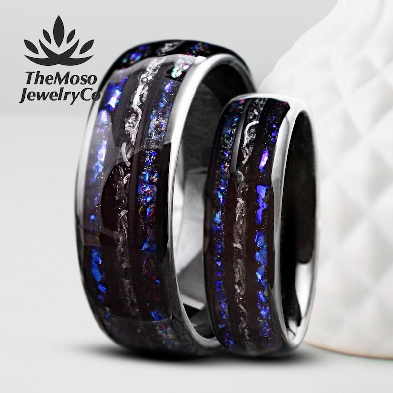 Galaxy Meteorite Ring for Men or Women  Galaxy Blue Sandstone Ring  Meteorite Wedding Band  Orion Nebula Ring  Mens Galaxy Rings  6-8mm