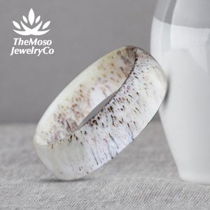 Genuine Deer Antler Men&#39;s Wedding Band Ring, Mens Wedding Band, 8mm, Wedding Band Ring, Deer Antler Ring, Male Band, Antler Wedding Ring