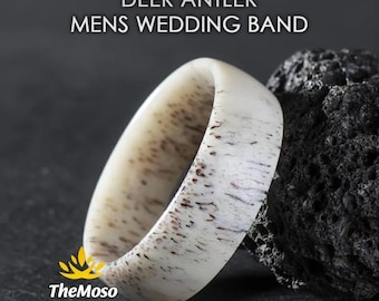Genuine Deer Antler Mens Wedding Band Ring, Mens Deer Antler Ring, Wedding Band Ring, Male Band, Antler Wedding Ring