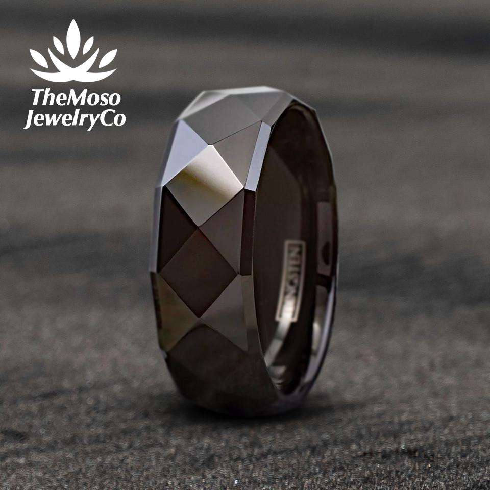 Multi Faceted Tungsten Carbide Ring 6mm or 8mm Wedding Band Mens Ring 8mm Tungsten Wedding Band Tungsten Carbide Band Wedding Band