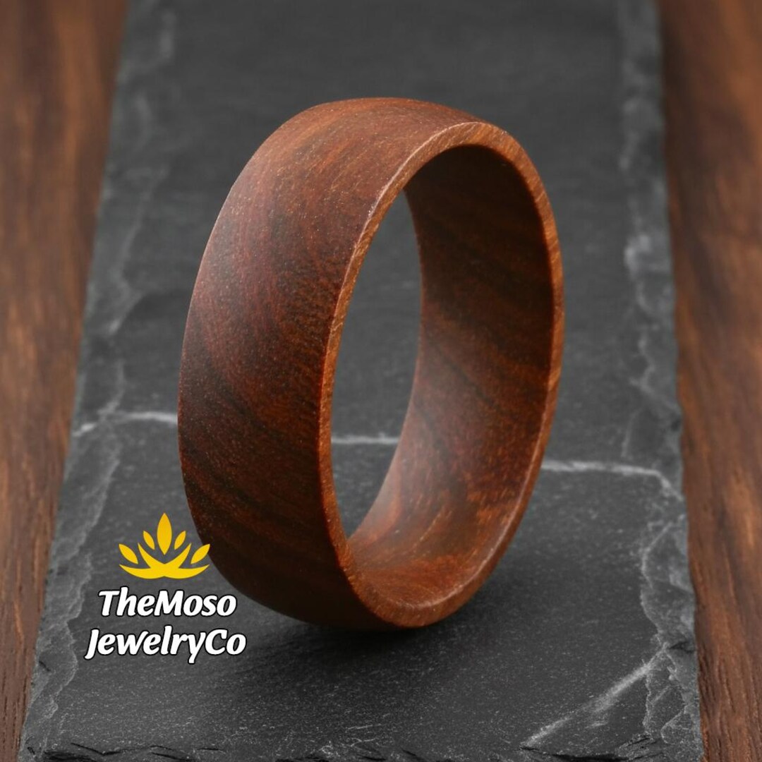 Wood Rings for Men, Wood Rings Men, Hawaiian Koa Wood Ring, Domed