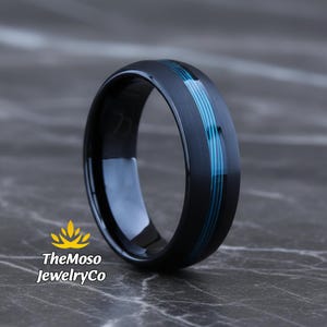 Mens Wedding Band, Fishing Line Mens Ring, Fishing Line Wedding Band, Fishing Line Ring, 7mm Fishing Line Tungsten Ring
