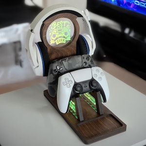 Personalized Controller Stand, RGB Game Controller Holder, Headphone Stand, Boyfriend Gift, Husband Gift, Custom Name Gaming Light, Gamer