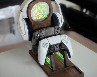 Personalized Controller Stand, RGB Game Controller Holder, Headphone Stand, Boyfriend Gift, Husband Gift, Custom Name Gaming Light, Gamer
