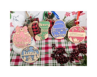 Personalized Christmas Ornament | Laser Cut Names | Custom Name Ornament | Christmas Bauble Ornament with Names | Gift Tags | Christmas Gift