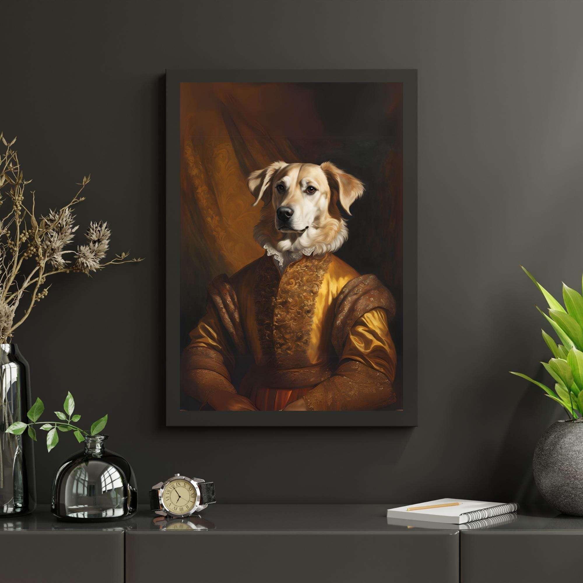 Renaissance Animal Portrait|Victorian animal Vintage animal|Royal Pet Portrait |Popawprint|Moody Portrait|Anımals in Suit|Gentlemen Animals