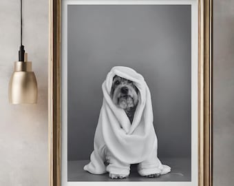 Adorable dog in Tub Printable Wall Art| Funny Bathroom Print| Digital Download|Black and White Animal Art| Bathroom Wall Decor| Toilet humor