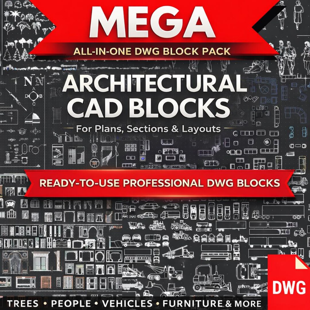 Mega Architectural CAD Blocks | DWG | Ready to Use Professional Autocad ...