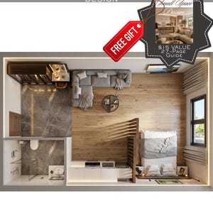 430 Sq Ft Studio Apartment Floor Plan | Tiny Home Design (PDF + DWG)