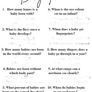 Gioco a quiz sul baby shower