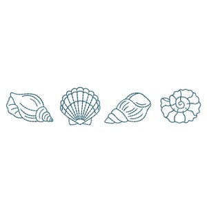 Seashells Embroidery Design, Summer Vacation Digital File, 5 sizes