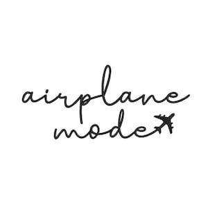 Airplane Mode Embroidery Design, Vacation Digital File, 5 sizes