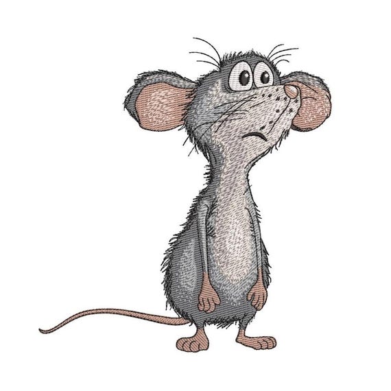 Funny Mouse Embroidery Design, Animal Digital File, 4 sizes