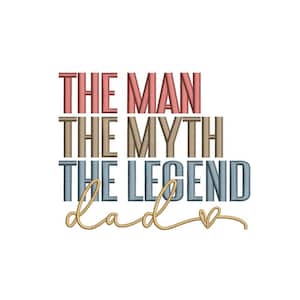 Dad, Father&#39;s Day Machine Embroidery Design, Digital File, 3 sizes