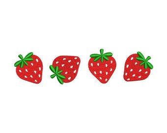 Strawberry Embroidery Design, Digital File, 4 sizes