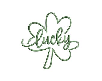 Diseño de bordado a máquina de trébol de la suerte, feliz día de San Patricio, archivo digital, 3 tamaños