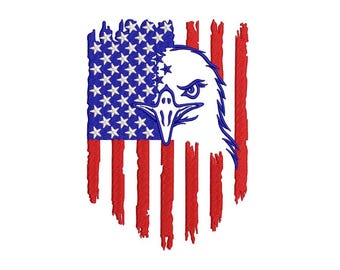 American Eagle, USA Flag Embroidery Design, 4th of July, Fourth of July, Patriotic Digital File, 4 sizes