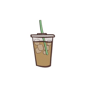 Eiskaffee Stickdatei, Stickdatei, 3 Größen