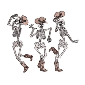 Dancing Skeletons Embroidery Design, Howdy Western Embroidery, Cowboy Embroidery, Halloween Embroidery Design, Digital File, 4 sizes