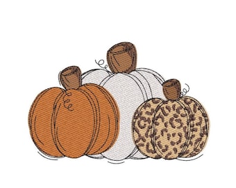 Pumpkin Embroidery Design, Autumn Digital File, 3 sizes