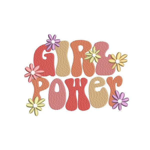 Girl Power Machine Embroidery Design, Digital File, 4 sizes