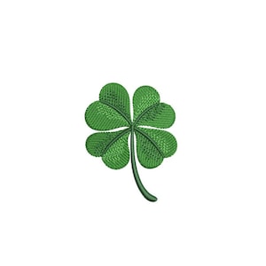 Op de afbeelding: Een klavertje vier met een groene stengel. De klaver is een symbool van geluk.
