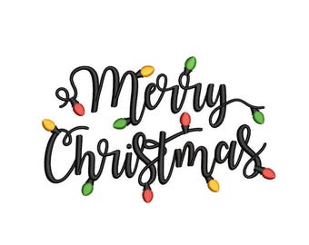 Merry Christmas Embroidery Design, Christmas Digital File, 4 sizes