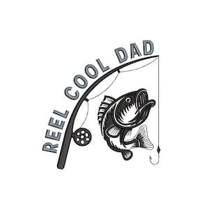 Dad Fisherman Machine Embroidery Design, Digital File, 3 sizes