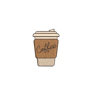 Coffee Cup Embroidery Design, Digital File, 3 sizes