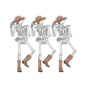 Dancing Skeletons Embroidery Design, Howdy Western Embroidery, Cowboy Embroidery, Halloween Embroidery Design, Digital File, 4 sizes