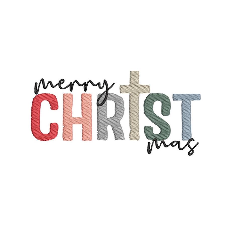 Merry Christmas Embroidery Design, Christ Digital File, 4 sizes