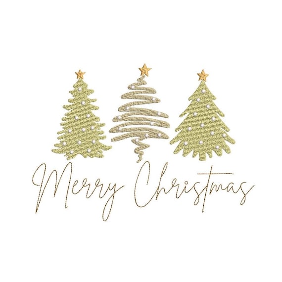 Merry Christmas Embroidery Design, Christmas Tree Digital File, 4 sizes